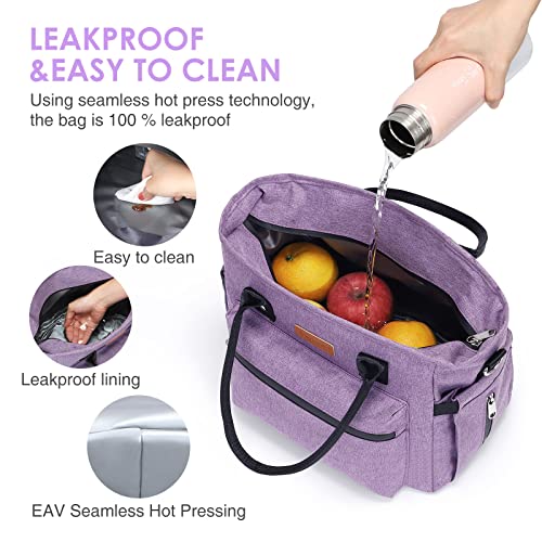 Insulated Lunch Bag for Women Men,Adult Lunch Box for Women with Adjustable Shoulder Strap,Portable Large Lunch Tote Bag for Office Work Picnic Beach,Reusable Lunch Cooler Bag