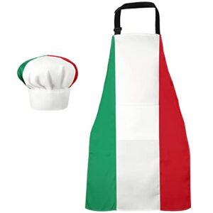 satinior womens chef italian plaid stripes gingham solid baking fabric cooking home kitchen apron hat, red,white, green, large