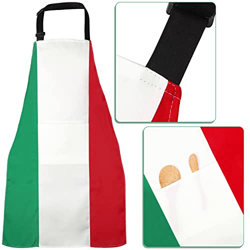 SATINIOR womens Chef Italian Plaid Stripes Gingham Solid Baking Fabric Cooking Home Kitchen Apron Hat, Red,white, Green, Large