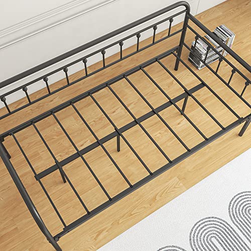 BOFENG Metal Daybed Frame Twin,Black Sofa Bed for Living Room Guest Room,Heavy Duty Steel Slats Support Platform Furniture,Platform Bed Frame with Storage No Box Spring Needed,Noise Free