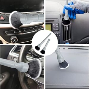 Kingsea Detailing Brush Set Ultra Soft Car Detail Brushes Scratch-Free for Elegant Surfaces, Interior Panels, Emblems, Air Vent, Wheel Nut, Badges, Dashboard (Gray)