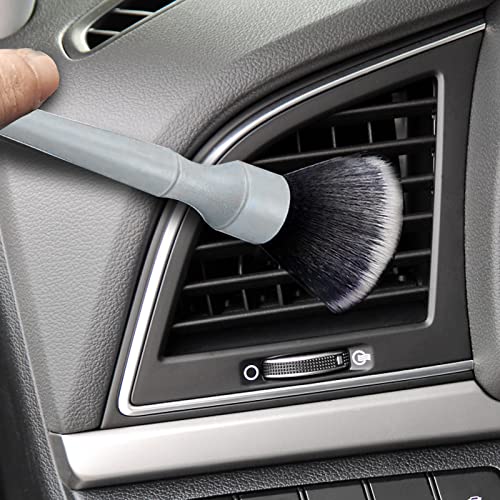 Kingsea Detailing Brush Set Ultra Soft Car Detail Brushes Scratch-Free for Elegant Surfaces, Interior Panels, Emblems, Air Vent, Wheel Nut, Badges, Dashboard (Gray)