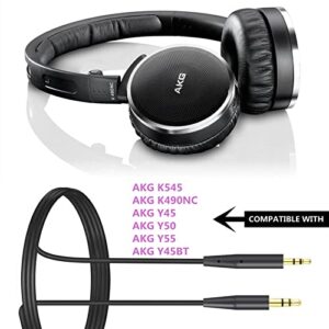 Aquelo K490NC Replacement 2.5 to 3.5mm Audio Cable AUX Cord Compatible with AKG K545 Y45 Y50 Y55 Y45BT Y50BT Wireless Headphones (Black), 140CM/4.6FT