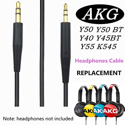 Aquelo K490NC Replacement 2.5 to 3.5mm Audio Cable AUX Cord Compatible with AKG K545 Y45 Y50 Y55 Y45BT Y50BT Wireless Headphones (Black), 140CM/4.6FT