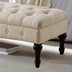 Rosevera Avondale Upholstered Tufted Fine Polyester Chair Loveseat Sofa Armless Design Easy Assembly for Living Room Bedroom, Beige Bench