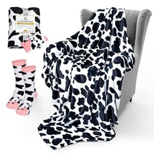 cow print blanket, ultra soft cow blanket throw, cowhide blanket. cow print baby blanket cow print stuff cow blanket. bonus socks pair included