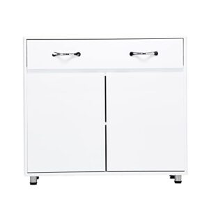 Recaceik Kitchen Buffet Storage Cabinet, Sideboard Cabinet with 2 Doors & 1 Large Drawers Modern Simple Wood Buffets & Sideboards for Dining Room Kitchen Entryway Console Side Tables (White)