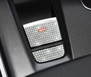 niuhuru car bling interior accessories rhinestone declas for honda accord inspire 2018-2021 premium zinc alloy bling crystal decors (parking button sticker 2pcs, silver)