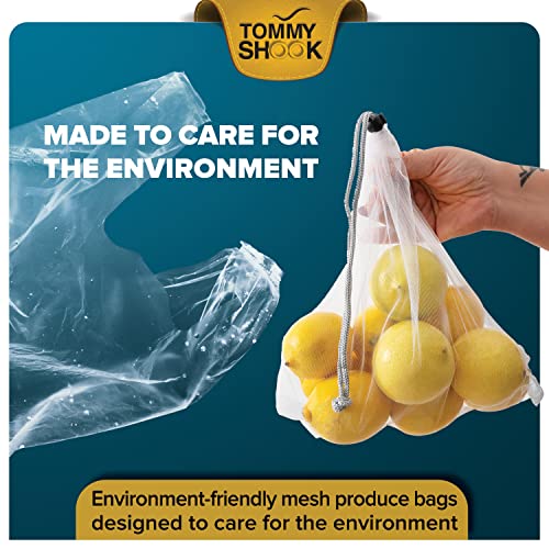 TOMMY SHOOK Reusable Mesh Produce Bags - Storage Bags Dispenser, Reusable Vegetable Produce Bags - Mesh Bags for Vegetables, Vegetable Bags for Refrigerator, Reusable Produce Bags Grocery Washable