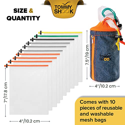 TOMMY SHOOK Reusable Mesh Produce Bags - Storage Bags Dispenser, Reusable Vegetable Produce Bags - Mesh Bags for Vegetables, Vegetable Bags for Refrigerator, Reusable Produce Bags Grocery Washable