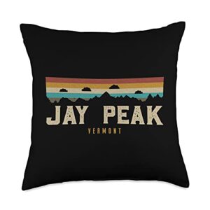 Jay Peak Vermont Vintage Apparel & Gifts Shop Jay Peak Vintage Mountains Hiking Camping Vermont Retro Throw Pillow, 18x18, Multicolor