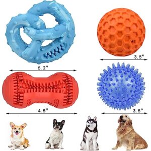 Ousiya Dog Chew Toys Aggressive Chewers - Puppy Teething Chew Toy Extra Durable Dog Toys for Small Medium Large Breeds Include Squeaky Balls Teeth Brush Rubber Chew Toys Interactive Play