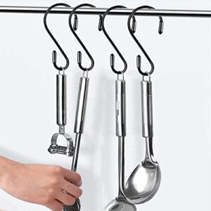 Mzekgxm 20 Pack 3.15 Inch S Hooks Stainless Steel Hanging Hooks Heavy Duty S Hooks for Hanging Kitchenware, Pots, Pans, Plants, Clothes, Towels in Kitchen, Bathroom, Closet, Garden (Black)