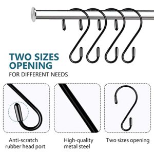 Mzekgxm 20 Pack 3.15 Inch S Hooks Stainless Steel Hanging Hooks Heavy Duty S Hooks for Hanging Kitchenware, Pots, Pans, Plants, Clothes, Towels in Kitchen, Bathroom, Closet, Garden (Black)