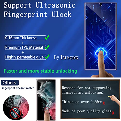 IMBZBK [3+3 Pack for Samsung Galaxy S22 Ultra 5G Screen Protector [Not Glass], 3 Pack Flexible TPU Film with 3 Pack Tempered Glass Camera Lens Protector, Fingerprint Suitable, Case Friendly