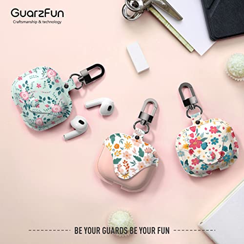 GuarzFun Leather Case for AirPods 3, Leather Airpod 3 Case for Women, Airpod 3 Leather Case with Secure Snap Closure Keychain (Pink)