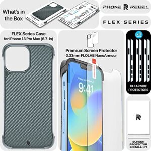 Phone REBEL iPhone 13 Pro Max Case [Flex Series] Exposed Sides for Comfort, Aramid Fiber, MagSafe Compatible, Protective Raised Corners, Slim Frameless Case for iPhone 13 Pro Max 6.7 2021 (Flex Black)