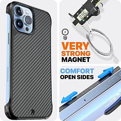 Phone REBEL iPhone 13 Pro Max Case [Flex Series] Exposed Sides for Comfort, Aramid Fiber, MagSafe Compatible, Protective Raised Corners, Slim Frameless Case for iPhone 13 Pro Max 6.7 2021 (Flex Black)