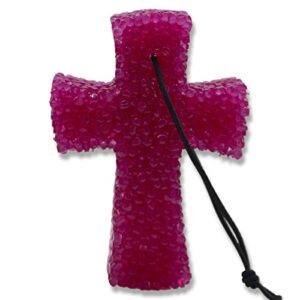 leather and lace scented freshie 1 magenta cross, lone star candles and more, authentic aroma of genuine leather mixed with creamy vanilla, air freshener, car freshener premium aroma beads, usa made