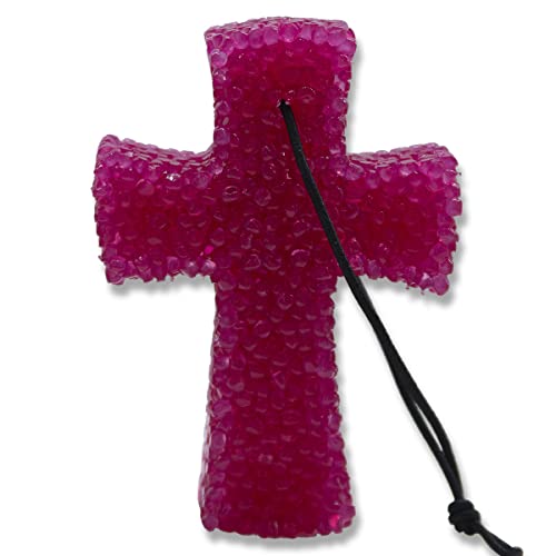 Leather and Lace Scented Freshie 1 Magenta Cross, Lone Star Candles and More, Authentic Aroma of Genuine Leather Mixed with Creamy Vanilla, Air Freshener, Car Freshener Premium Aroma Beads, USA Made