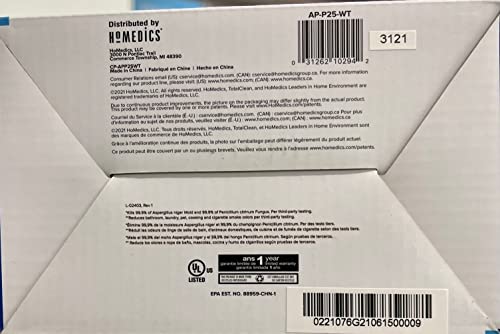 Homedics TotalClean Personal UV-C Light Plug-In Air Sanitizer – Small Air Purifier for Bedrooms and Bathrooms, Built-In Night-Light for Small Spaces, Auto-On Motion, White