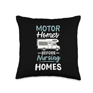 funny rv camping sayings for motorhome lovers nursing homes rv camper van love motorhome throw pillow, 16x16, multicolor