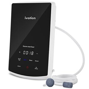 ivation multipurpose ozone sterilizer for air & water | portable home deodorizing & disinfecting system with led control panel, ionizer, tube & diffuser stones | purify toothbrushes, baby bottles, etc