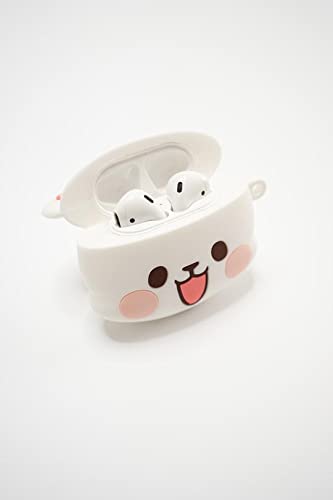 Milk Mocha Bear AirPods Silicone Carrying Shockproof Protective Case Cover - Compatible with Apple AirPods 1 & 2 (Milk)