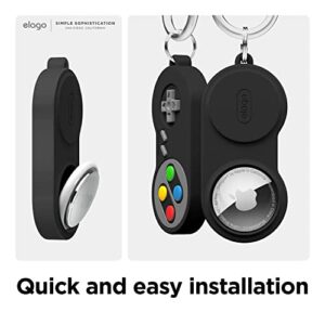 elago W5 Case Keychain Compatible with Apple AirTags - Drop Protection, Carabiner Key Ring, Classic Handheld Gaming Console Design (Track Dogs, Keys, Backpacks, Purses) Device Not Included [Black]