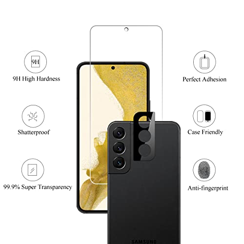 Ailun Glass Screen Protector for Galaxy S22+/S22 Plus 5G 6.6 Inch Display 3Pack + 3Pack Camera Lens Tempered Glass Fingerprint Unlock 0.25mm Clear Anti-Scratch Case Friendly [Not For S22 Ultra]