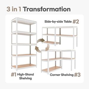 HOMEDANT House 5-Tier Laminated Metal Shelving Unit Adjustable Storage Utility Rack Heavy Duty Shelves Organization Multipurpose Shelf Kitchen Garage Pantry Closet 1Pack