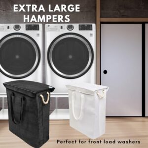 EZ Laundry Hamper Basket with Long Handles and Lid Freestanding 30 Gallons or 114 Liters Extra Large XL (Black) 30 Gallons