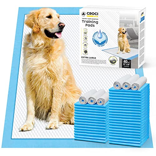 CROCI XXL 30"x36" Thicker Heavy Absorbency Pee Pads for Dogs, Dog Training Pads Absorbs Up to 8-Cup of Liquid, 6-Layer Puppy Pads Leak-Proof & Quick Drying, Disposable (40 Counts)