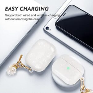 GARSAM Compatible with Airpods 3 Case Cover 2021, Soft TPU Shock-Absorbing Protective Case Skin with Pearl Keychain for Apple AirPods 3rd Generation[LED Visible]