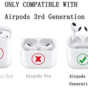 GARSAM Compatible with Airpods 3 Case Cover 2021, Soft TPU Shock-Absorbing Protective Case Skin with Pearl Keychain for Apple AirPods 3rd Generation[LED Visible]