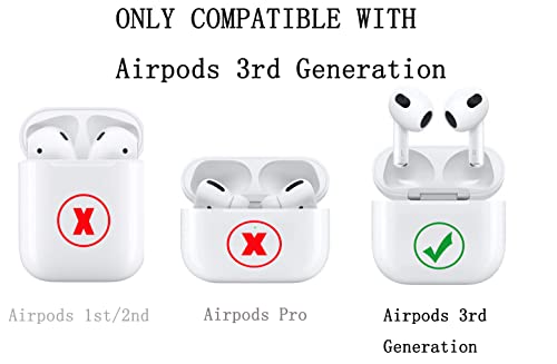 GARSAM Compatible with Airpods 3 Case Cover 2021, Soft TPU Shock-Absorbing Protective Case Skin with Pearl Keychain for Apple AirPods 3rd Generation[LED Visible]