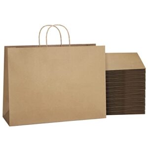 shopday brown paper bags with handles 16x6x12, 25 pack large kraft paper bags bulk, tote bags shopping bags, paper gift bags, retail bags merchandise bags for grocery business takeouts