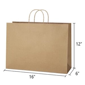 SHOPDAY Brown Paper Bags with Handles 16x6x12, 25 Pack Large Kraft Paper Bags Bulk, Tote Bags Shopping Bags, Paper Gift Bags, Retail Bags Merchandise Bags for Grocery Business Takeouts