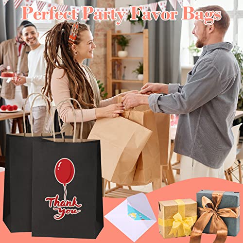 SHOPDAY Black Paper Gift Bags, Kraft Paper Bags with Handles Bulk 8x4.25x10.5 100 Pack Medium Size, Recyclable Black Craft Shopping Bags, Party Bags, Birthday Goody Bags, Retail Bags for Business