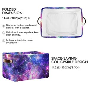 Galaxy Space Star Nebula Storage Bin Canvas Toys Storage Basket Bin Large Storage Cube Box Collapsible with Handles for Home Office Bedroom Closet Shelves,1 pc