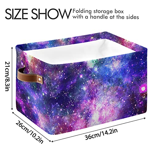 Galaxy Space Star Nebula Storage Bin Canvas Toys Storage Basket Bin Large Storage Cube Box Collapsible with Handles for Home Office Bedroom Closet Shelves,1 pc