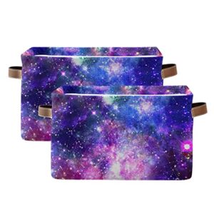 Galaxy Space Star Nebula Storage Bin Canvas Toys Storage Basket Bin Large Storage Cube Box Collapsible with Handles for Home Office Bedroom Closet Shelves,1 pc