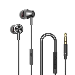 wired earbuds with microphone,3.5mm in-ear earphone noise isolated&volume control for sports running workout compatible for laptop & desktop computers, game players and other audio players 8.2ft