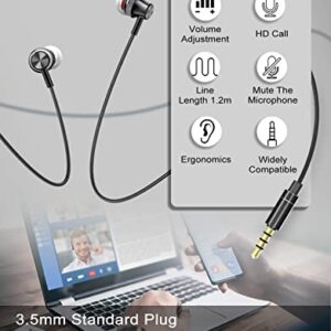 Wired Earbuds with Microphone,3.5MM in-Ear Earphone Noise Isolated&Volume Control for Sports Running Workout Compatible for Laptop & Desktop Computers, Game Players and Other Audio Players 8.2FT