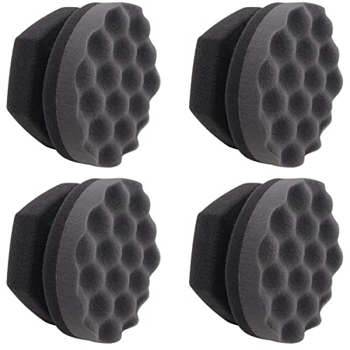 Dianrui 4PCS Diameter 4.3" Black Tire Shine Applicator, Hex-Grip Car Detailing Foam Sponge Tool, DurableTire Dressing Applicator Pad K-O-019-BK-4