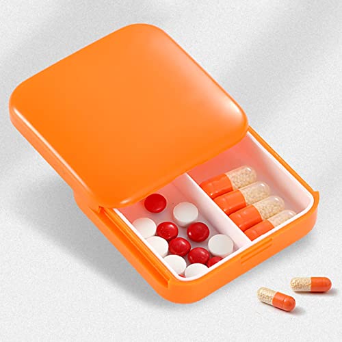 curfair Storage Box Storage Container Convenient Pill Box 2 Grids Waterproof ABS Push-pull Style Storage Organizer Pill Box Moisture Proof for Outdoor Household Supplies-Green