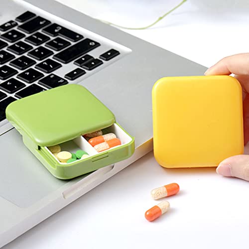 curfair Storage Box Storage Container Convenient Pill Box 2 Grids Waterproof ABS Push-pull Style Storage Organizer Pill Box Moisture Proof for Outdoor Household Supplies-Green