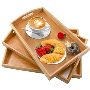 enkrio wood serving tray 3 pack food tray with handles serving tray breakfast tray coffee table tray for coffee food breakfast dinner