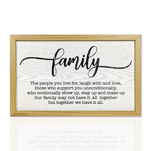 CYPREWOOD Family Definition Wooden Hanging Sign, 19"x12" Home Inspirational Quotes Farmhouse Wall Art Decoration, Rustic Wood Plaque Wall Decor for Living Room, Bedroom