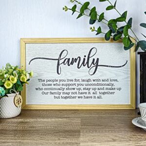 CYPREWOOD Family Definition Wooden Hanging Sign, 19"x12" Home Inspirational Quotes Farmhouse Wall Art Decoration, Rustic Wood Plaque Wall Decor for Living Room, Bedroom